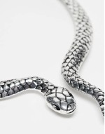 unisex oversized snake necklace in silver