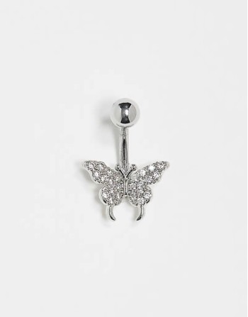 belly bar in silver steel