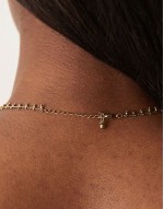 necklace with faux quartz pendant in gold tone